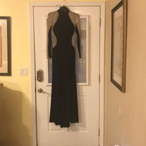 Xscape beaded choker neck gown